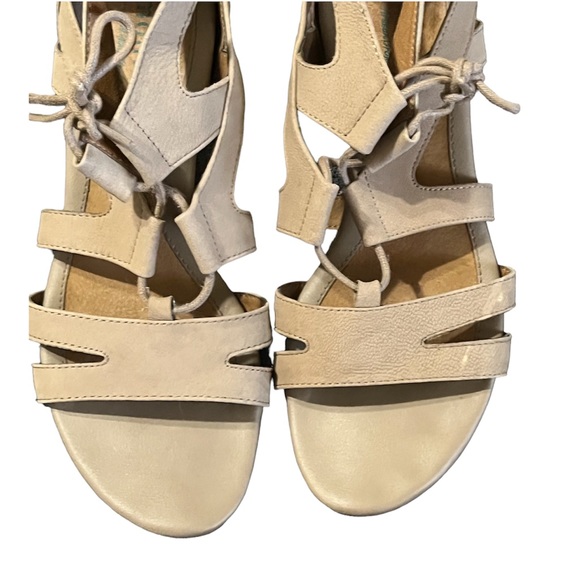 Taupe Suede Lace Up Leather Sandals - Picture 4 of 12